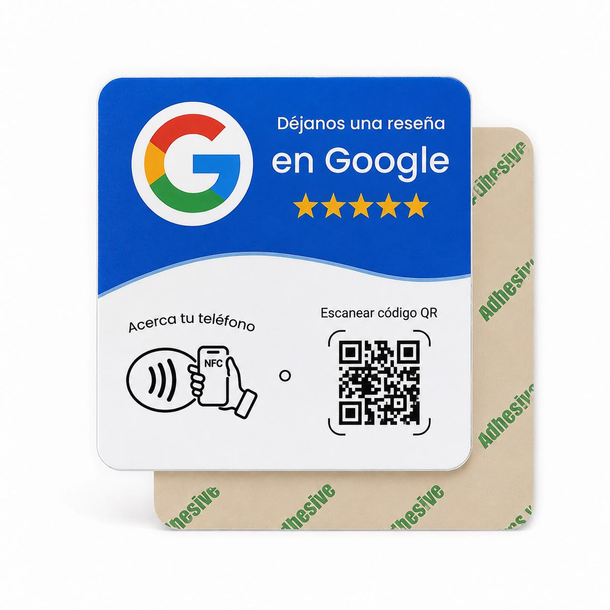 Placas NFC Adhesiva Reseñas Google Blanco + Guía RevendeMás - Pack 5 / Pack 10